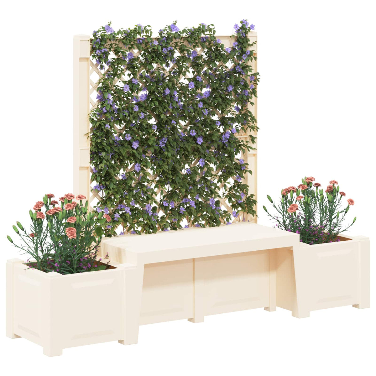 Kölnin puutarhapenkkki valkoinen 173 x 49 x 135,5 cm PP