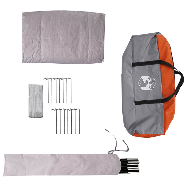 Tipi Tent Water-Resistant 3 hengelle Harmaa ja oranssi