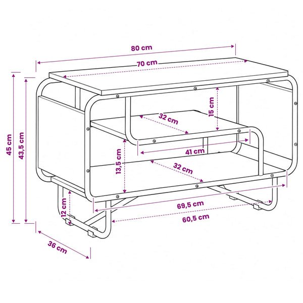 TV-teline 80 x 36 x 45 cm Vanha puu Tekninen puu