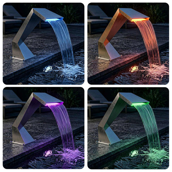 Uima-altaan vesiputous RGB-LED-valoilla Ruostumaton teräs Hopea