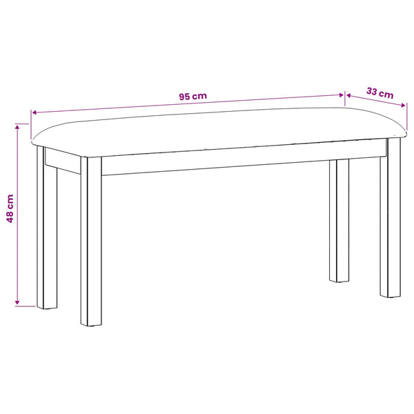 Ruokapenkki 95 x 32 x 45 cm Mäntypuu Harmaa