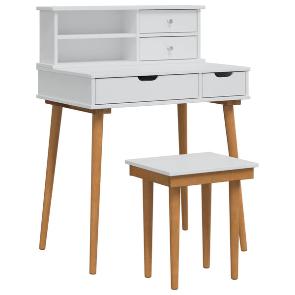 Meikkipöytäsarja FAUSKE 3 kpl valkoinen 76 x 50 x 103,5 cm