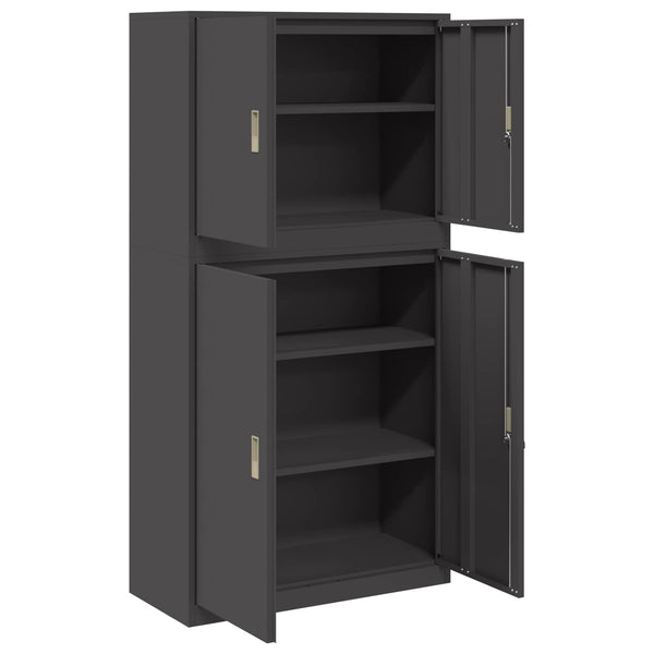 Säilytyskaappi 2 kpl Musta 90 x 40 x 175 cm Teräs Lukittava