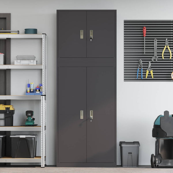 Säilytyskaappi 2 kpl Musta 80 x 40 x 210 cm Teräs Lukittava