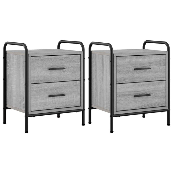 Yöpöytäkaappi 2 kpl Harmaa Sonoma 40 x 30 x 50 cm Tekninen puu