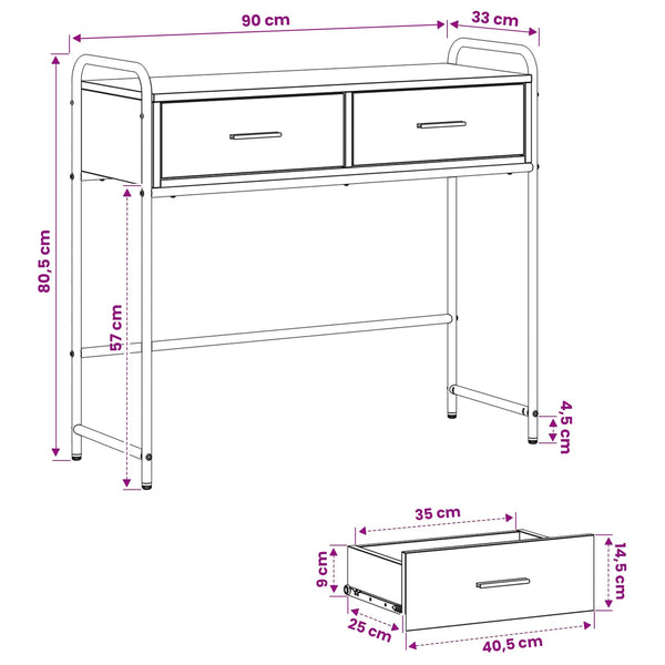 Konsolipöytä Harmaa Sonoma 90 x 33 x 80,5 cm Tekninen puu