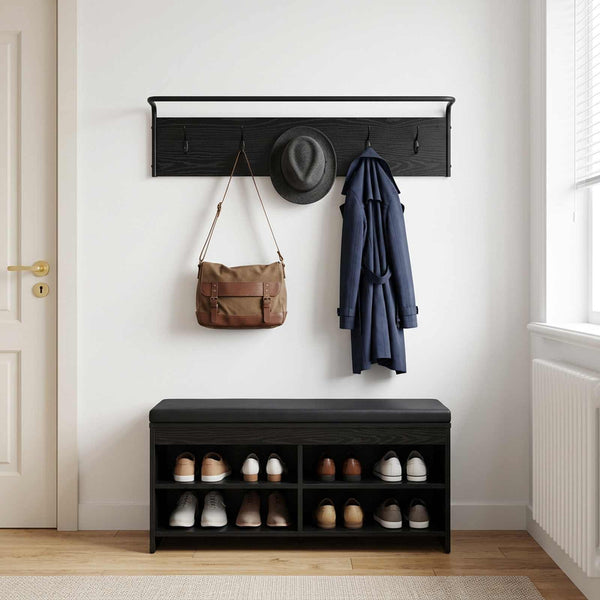 Takkihylly Musta tammi 100 x 30 x 25 cm Tekninen puu