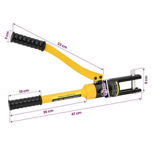 Hydraulinen kaapelipuristustyökalu 12 T 10-300 mm² Teräs