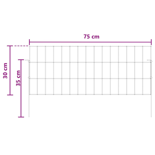 Puutarha-aita, jossa on paalut 12 kpl 75 x 30 cm Hopea