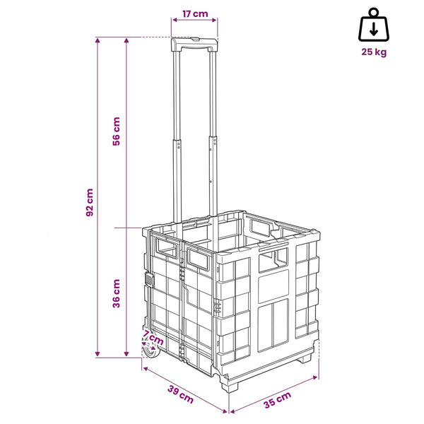 Kärry Musta ja punainen 35 x 39 x 92 cm PP ja elastomeeri