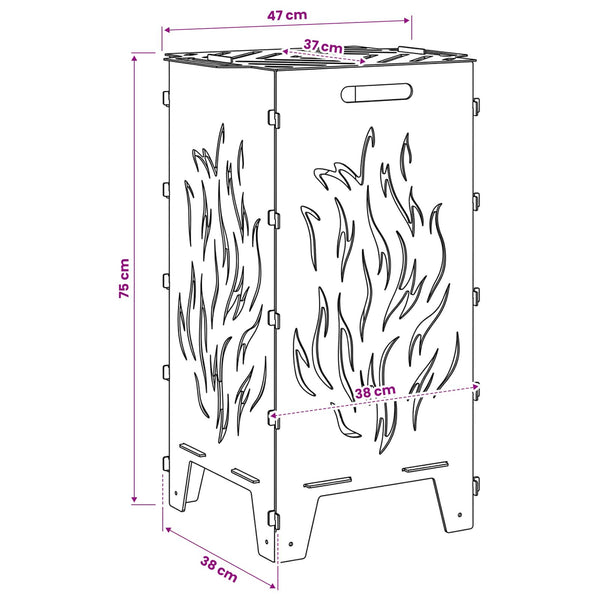 Tulisija Musta 47 x 38 x 75 cm Teräs