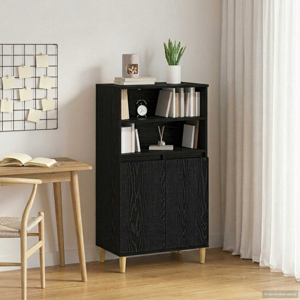 Korkea kaappi Musta tammi 60 x 36 x 110 cm Tekninen puu