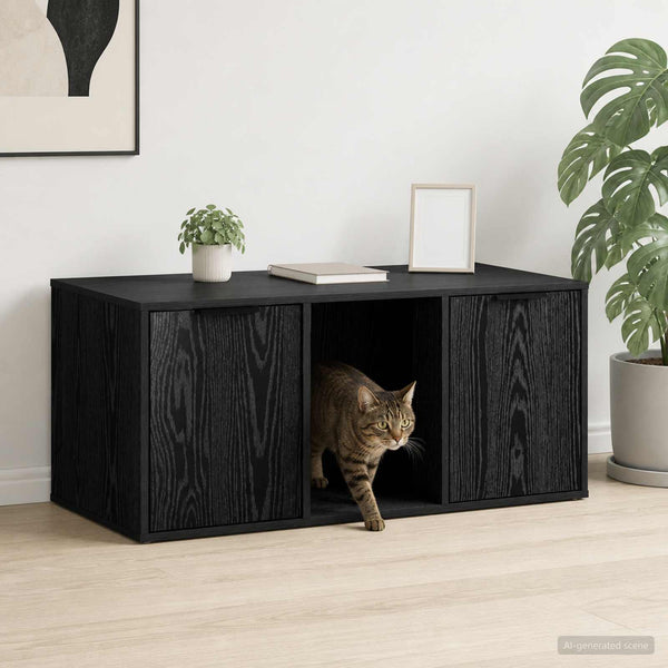 Kissakotelo Huonekalu Musta tammi 100 x 49 x 45 cm Tekninen puu