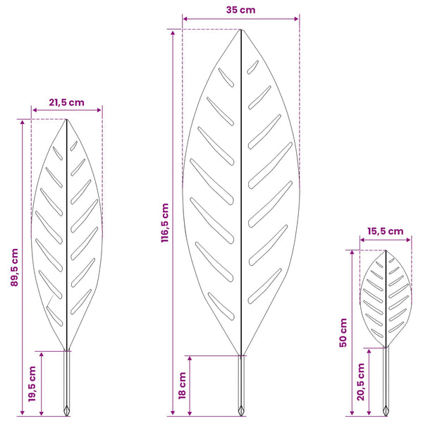 Puutarhakeppi 3 kpl 116,5 x 35 x 3 cm Ruostumaton teräs Hopea