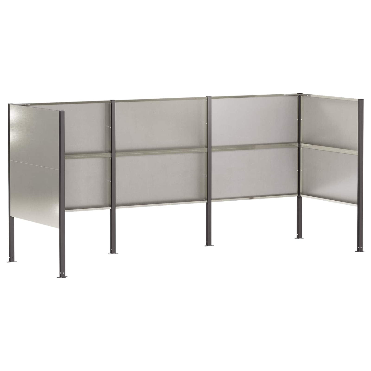 Roska-astian näyttö 249 x 85 x 113 cm Ruostumaton teräs Hopea