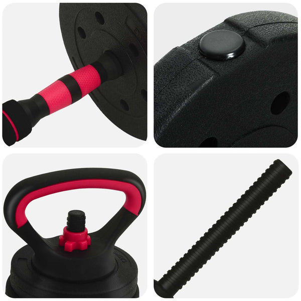 4-in-1 Käsipainosetti 40kg Musta ja punainen