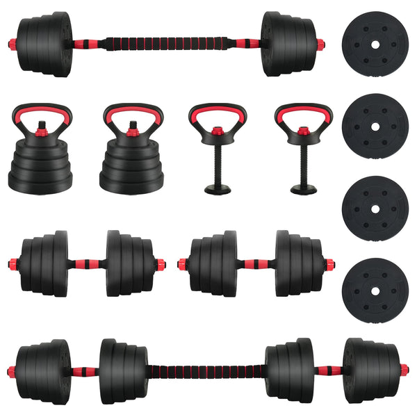 4-in-1 Käsipainosetti 40kg Musta ja punainen