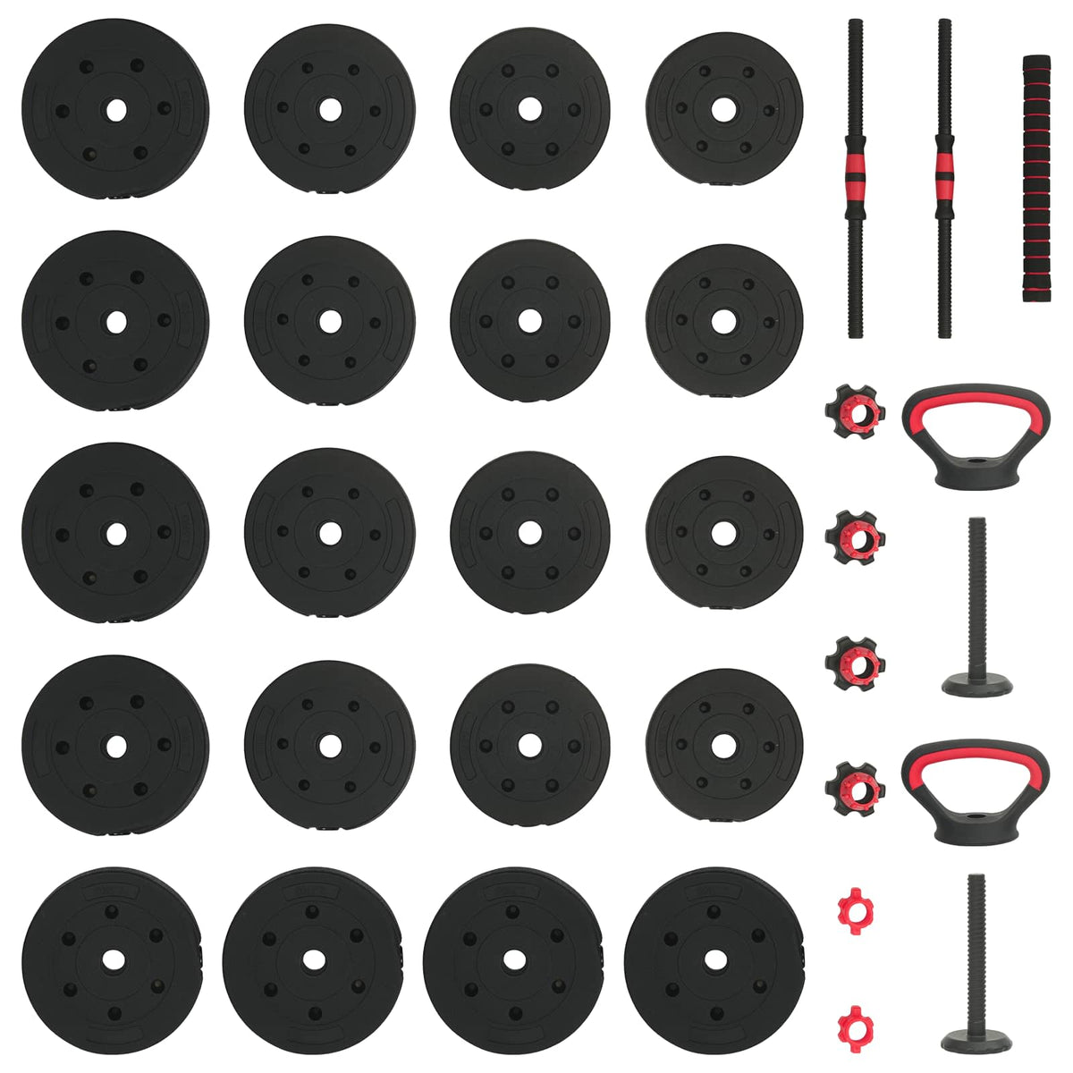 4-in-1 Käsipainosetti 40kg Musta ja punainen