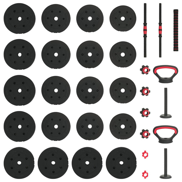 4-in-1 Käsipainosetti 40kg Musta ja punainen