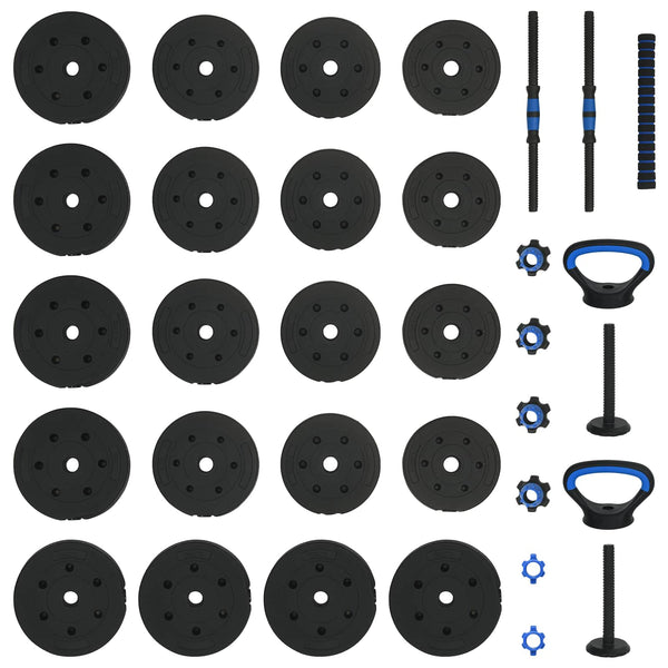 4-in-1 Käsipainosetti 40kg Musta ja Sininen