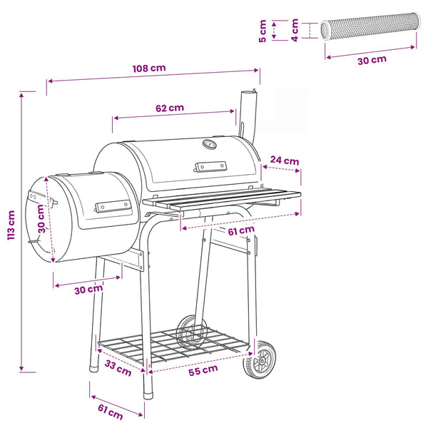 Ulkoilma grilli 103 x 60 x 113 cm Teräs Musta