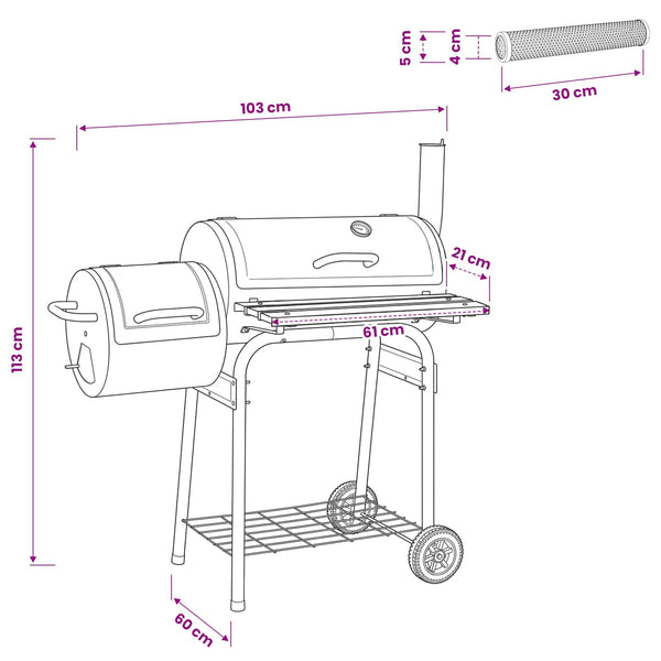 Ulkoilma grilli 103 x 60 x 113 cm Teräs Musta