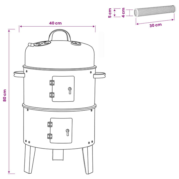 Ulkoilma grilli Ø 40 x 80 cm Teräs Musta