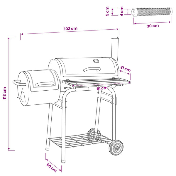 Ulkoilma grilli 103 x 60 x 113 cm Teräs Musta