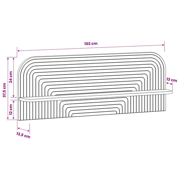 Seinähylly 2 kpl Betoninharmaa 102 x 13.5 x 37.5 cm