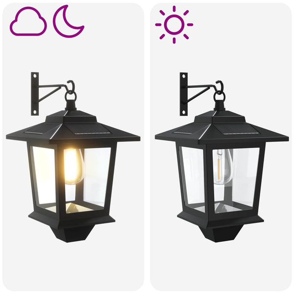 Seinävalaisin with LED Bulb 2 kpl Musta 19 x 14 x 25 cm