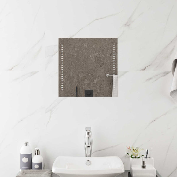 LED kylpyhuonemirror Läpinäkyvä 40 x 40 cm karkaistu lasi