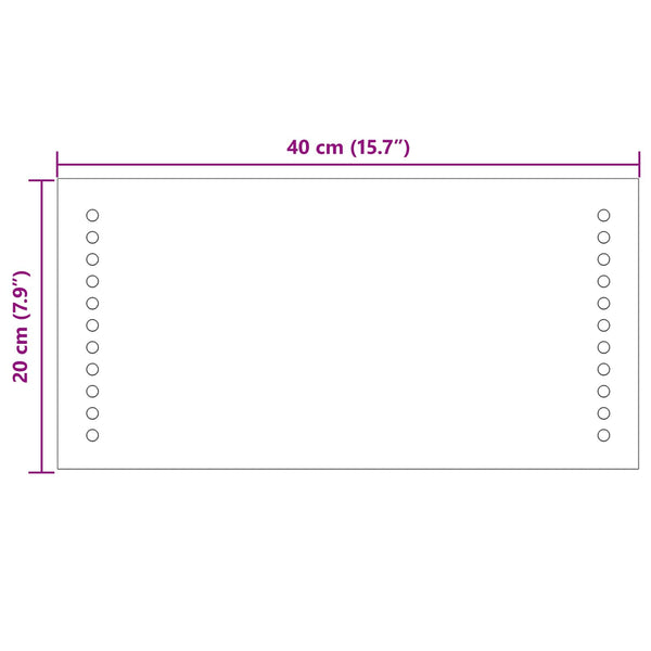 LED kylpyhuonemirror Läpinäkyvä 40 x 20 cm karkaistu lasi
