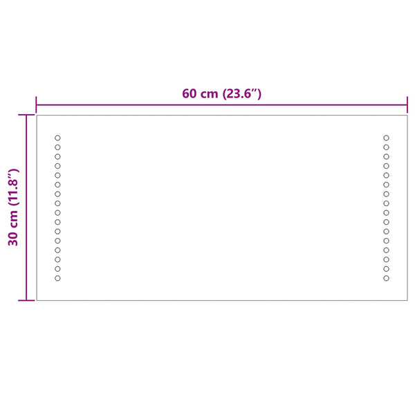 LED kylpyhuonemirror Läpinäkyvä 60 x 30 cm karkaistu lasi