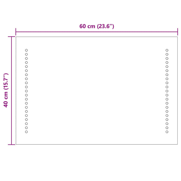 LED kylpyhuonemirror Läpinäkyvä 60 x 40 cm karkaistu lasi