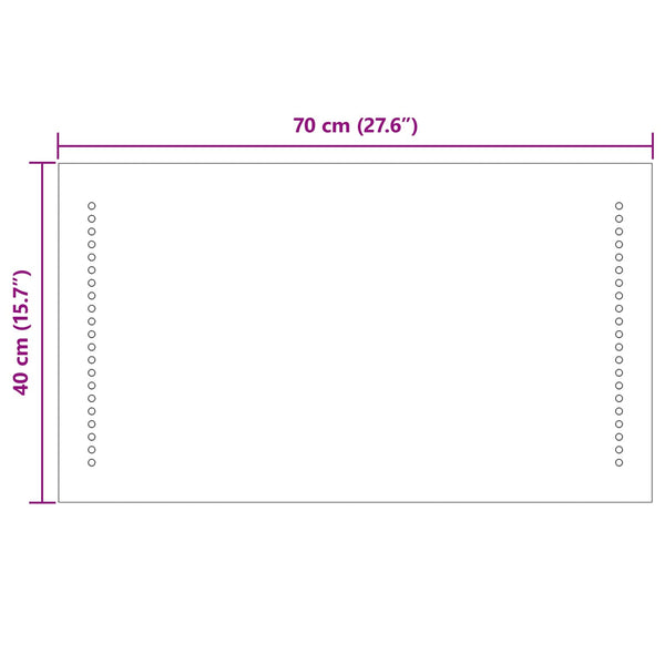 LED kylpyhuonemirror Läpinäkyvä 70 x 40 cm karkaistu lasi
