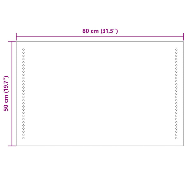LED kylpyhuonemirror Läpinäkyvä 80 x 50 cm karkaistu lasi