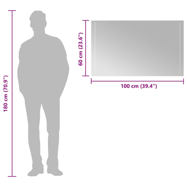 LED kylpyhuonemirror Läpinäkyvä 100 x 60 cm karkaistu lasi