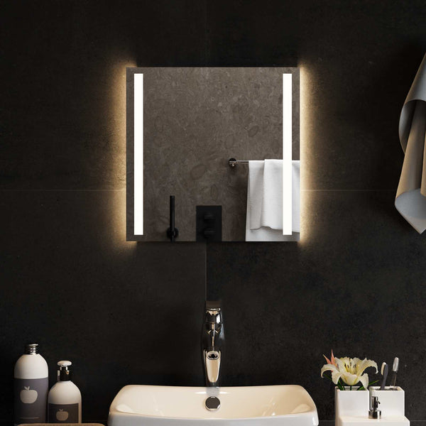 LED kylpyhuonemirror Läpinäkyvä 40 x 40 cm karkaistu lasi