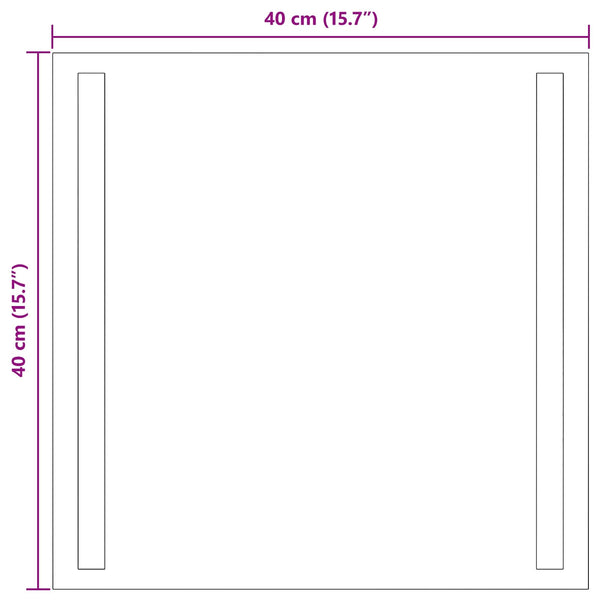 LED kylpyhuonemirror Läpinäkyvä 40 x 40 cm karkaistu lasi
