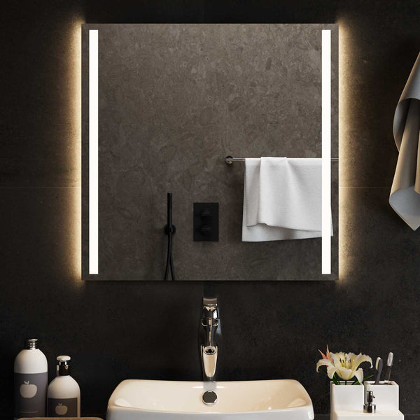 LED kylpyhuonemirror Läpinäkyvä 60 x 60 cm karkaistu lasi