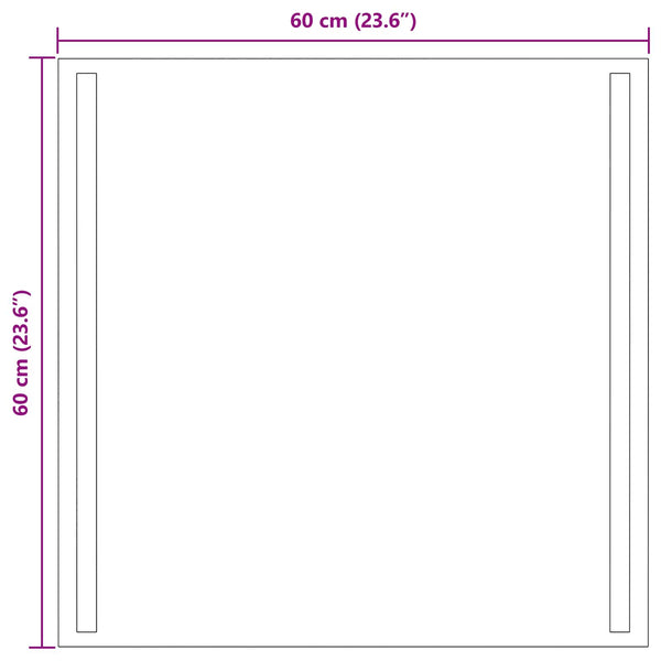 LED kylpyhuonemirror Läpinäkyvä 60 x 60 cm karkaistu lasi
