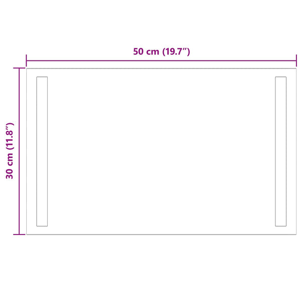 LED kylpyhuonemirror Läpinäkyvä 50 x 30 cm karkaistu lasi