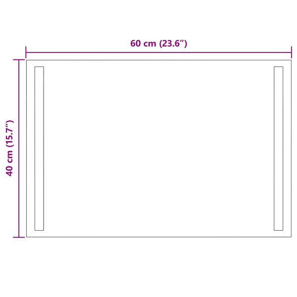 LED kylpyhuonemirror Läpinäkyvä 60 x 40 cm karkaistu lasi