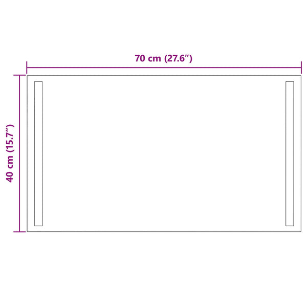 LED kylpyhuonemirror Läpinäkyvä 70 x 40 cm karkaistu lasi