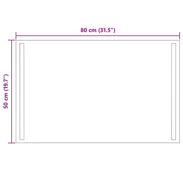 LED kylpyhuonemirror Läpinäkyvä 80 x 50 cm karkaistu lasi