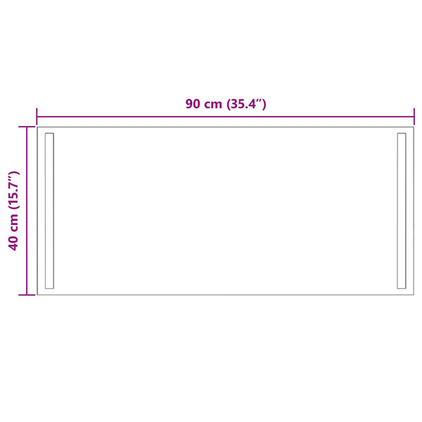 LED kylpyhuonemirror Läpinäkyvä 90 x 40 cm karkaistu lasi