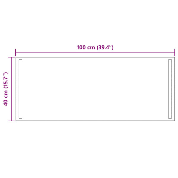 LED kylpyhuonemirror Läpinäkyvä 100 x 40 cm karkaistu lasi
