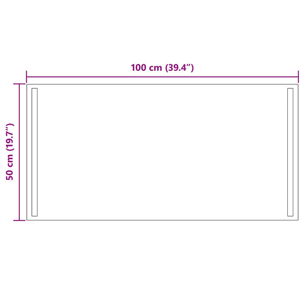 LED kylpyhuonemirror Läpinäkyvä 100 x 50 cm karkaistu lasi