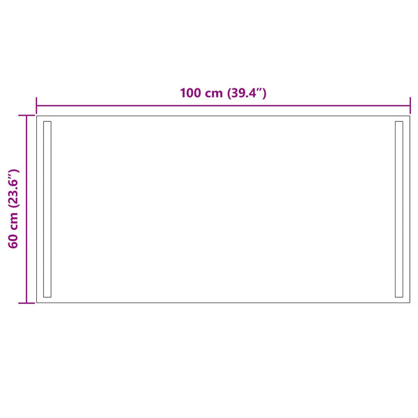 LED kylpyhuonemirror Läpinäkyvä 100 x 60 cm karkaistu lasi