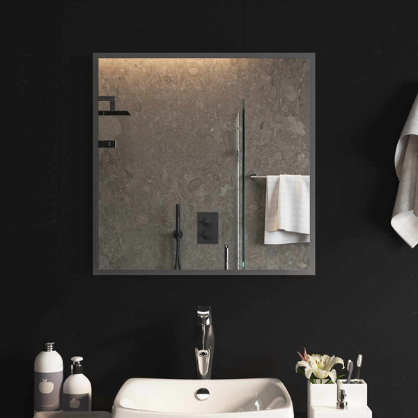LED kylpyhuonemirror Läpinäkyvä 60 x 60 cm karkaistu lasi